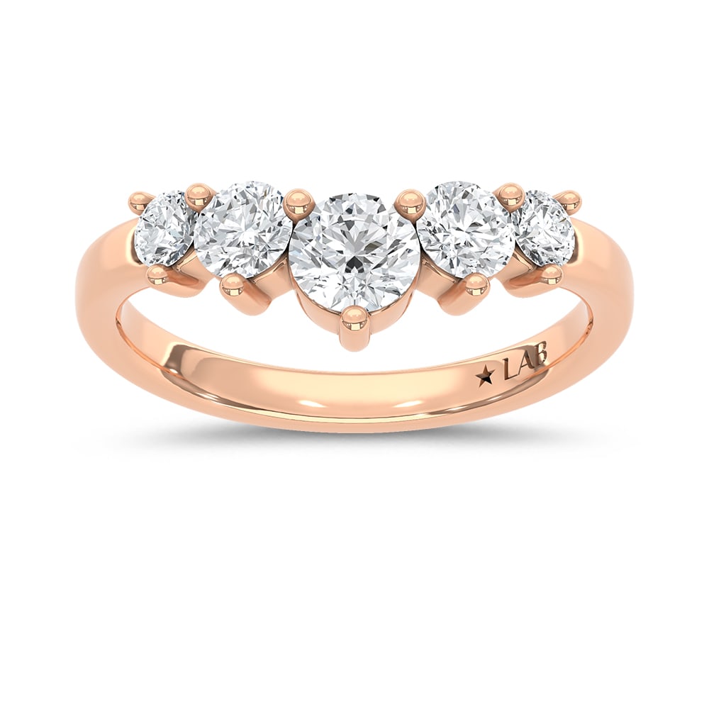 14K Rose Gold Lab Grown Diamond 1 Ct.Tw. Chevron Band: 14K Rose Gold Lab Grown Diamond 1 Ct.Tw. Chevron Band Add a modern twist to your jewelry collection with this 14K Rose gold chevron band, featuring 1 carat total weight of lab-grown diamonds. Its dist