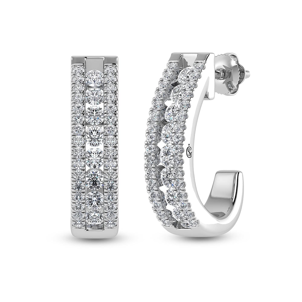 14K White Gold Diamond 1 1/4 Ct.Tw. Hoop Earrings: 14K White Gold Diamond 1 1/4 Ct.Tw. Hoop Earrings 14k White Gold Stone Color: G-h Stone Clarity: Si2 This item may take 2-5 weeks for shipping. The Diamond Depot Guarantee: All items in this auction a