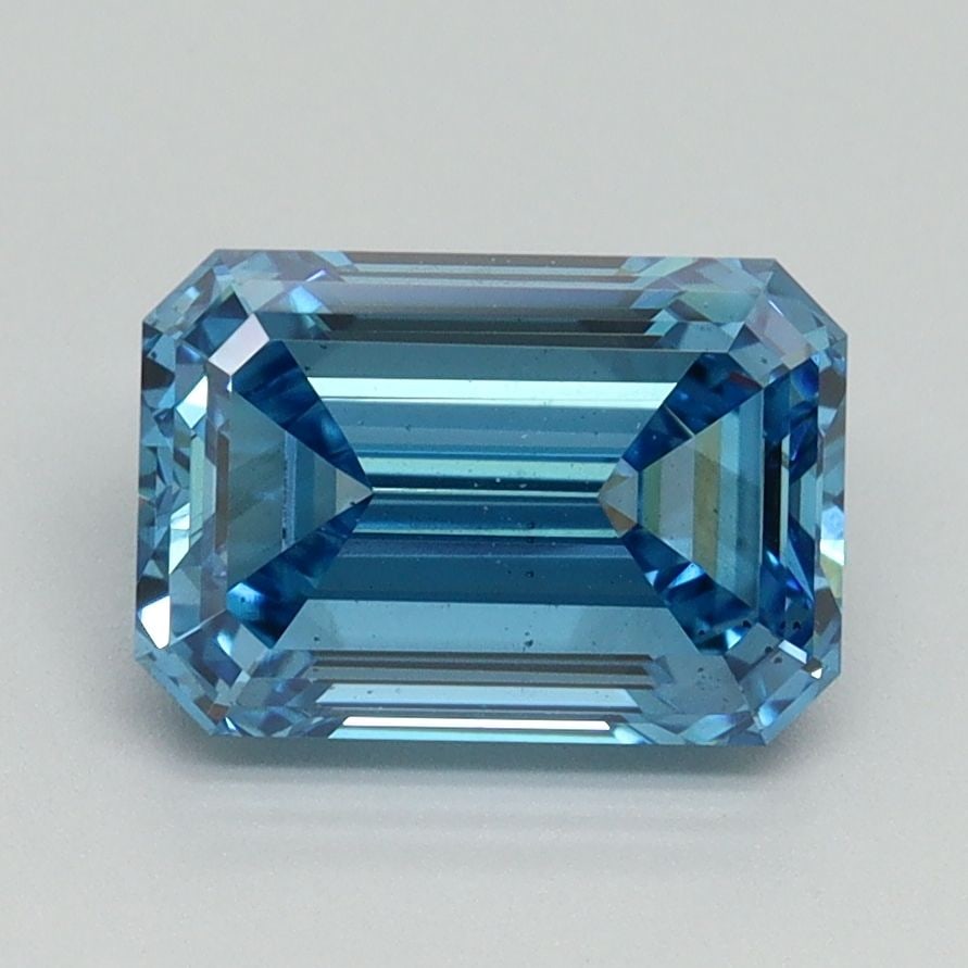 Loose Diamond - EMERALD 2.19ct Fancy Vivid Blue VS2: Loose Diamond - EMERALD 2.19ct Fancy Vivid Blue VS2 Source: This is a real non-mined Diamond that has been grown in a lab Shape: EMERALD Carats: 2.19 Color: Fancy Vivid Blue Certification: IGI Video: