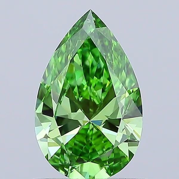Loose Diamond - PEAR 0.91ct Fancy Vivid Green VS1: Loose Diamond - PEAR 0.91ct Fancy Vivid Green VS1 Source: This is a real non-mined Diamond that has been grown in a lab Shape: PEAR Carats: 0.91 Color: Fancy Vivid Green Certification: IGI Video:
