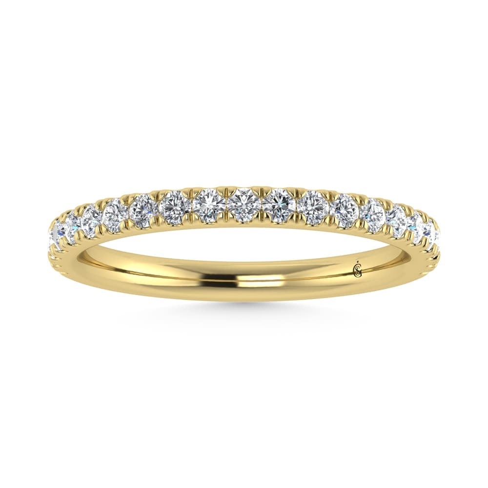 14K Yellow Gold Lab Grown Diamond 3/8 Ct.Tw. Wedding Band: 14K Yellow Gold Lab Grown Diamond 3/8 Ct.Tw. Wedding Band Celebrate timeless elegance with this 14K Yellow Gold Wedding Band, featuring 3/8 Ct.Tw. of radiant lab-grown diamonds. The warm glow of yello