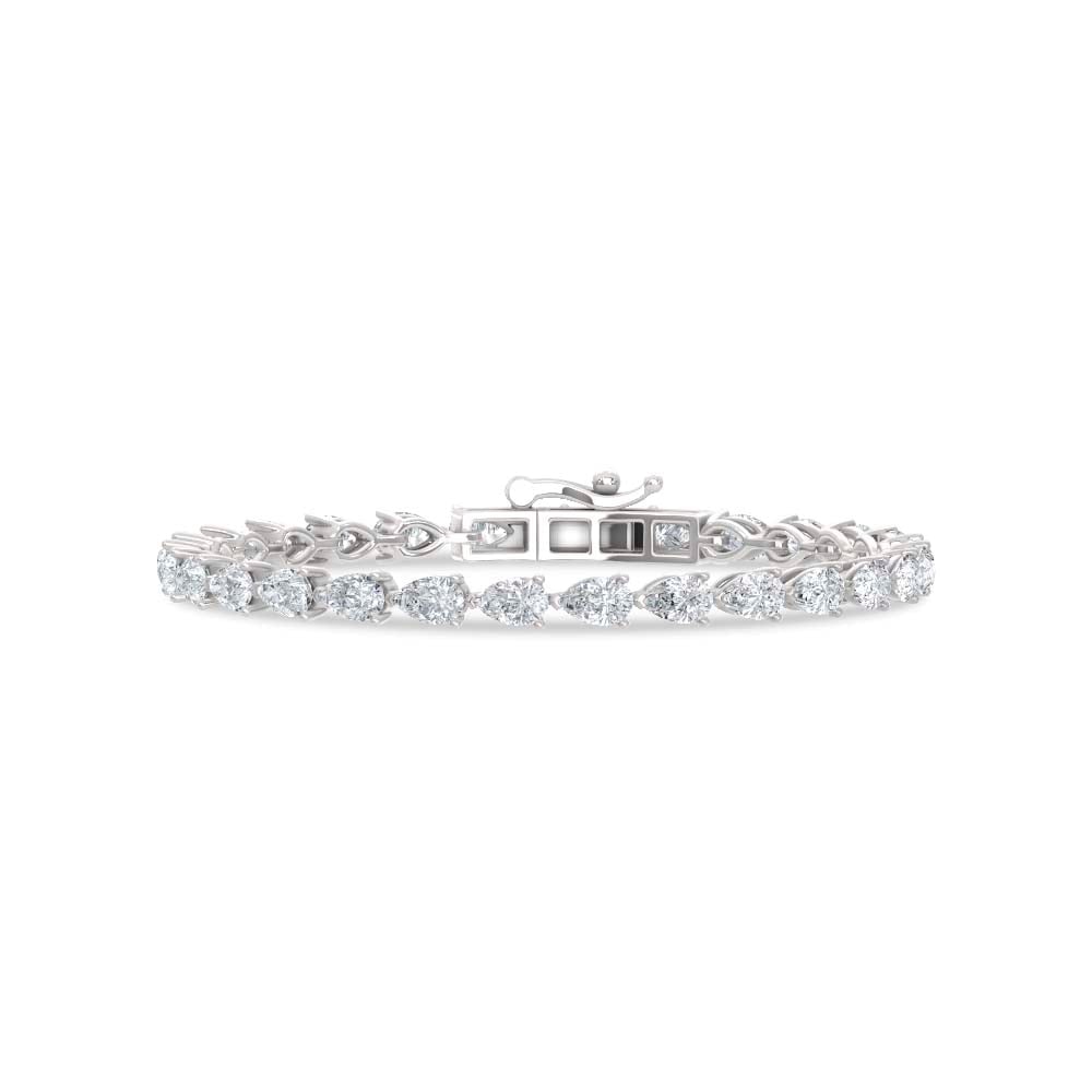 14K White Gold Lab Grown Diamond 15 Ct.Tw. Pear Shape Fancy Bracelet: 14K White Gold Lab Grown Diamond 15 Ct.Tw. Pear Shape Fancy Bracelet Designed in 14K White Gold, this pear-shaped fancy bracelet features lab grown diamonds totaling 15 Ct.Tw., offering striking wrist