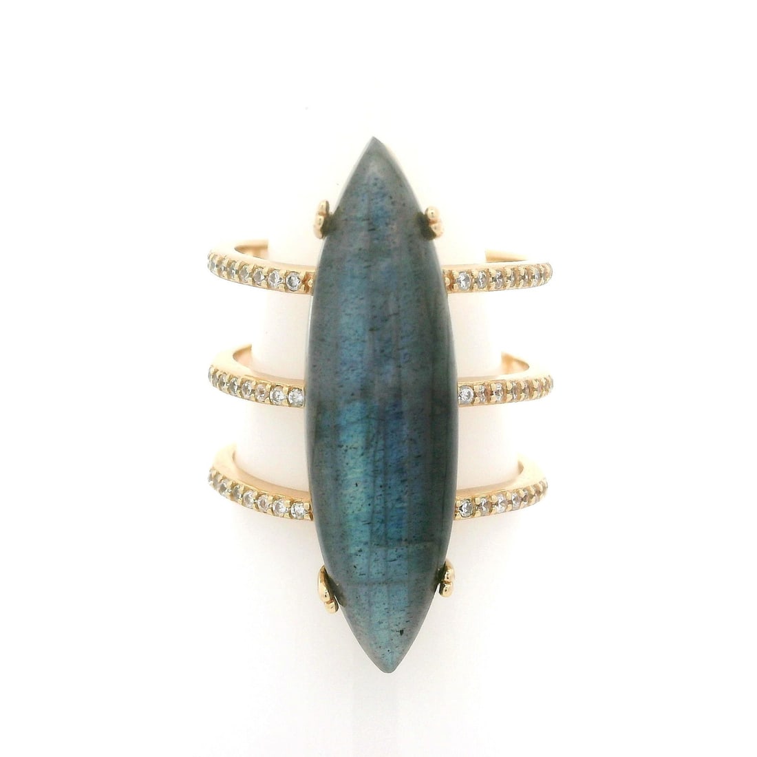 Vermeil Gold Labradorite and White Topaz Cocktail Ring (1 of 5)