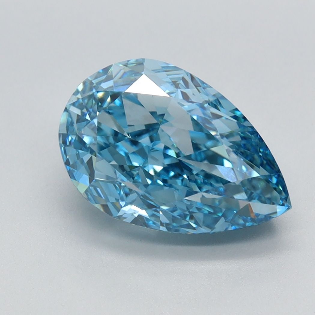 Loose Diamond - PEAR 2.63ct Fancy Vivid Blue VVS2: Loose Diamond - PEAR 2.63ct Fancy Vivid Blue VVS2 Source: This is a real non-mined Diamond that has been grown in a lab Shape: PEAR Carats: 2.63 Color: Fancy Vivid Blue Certification: IGI Video: