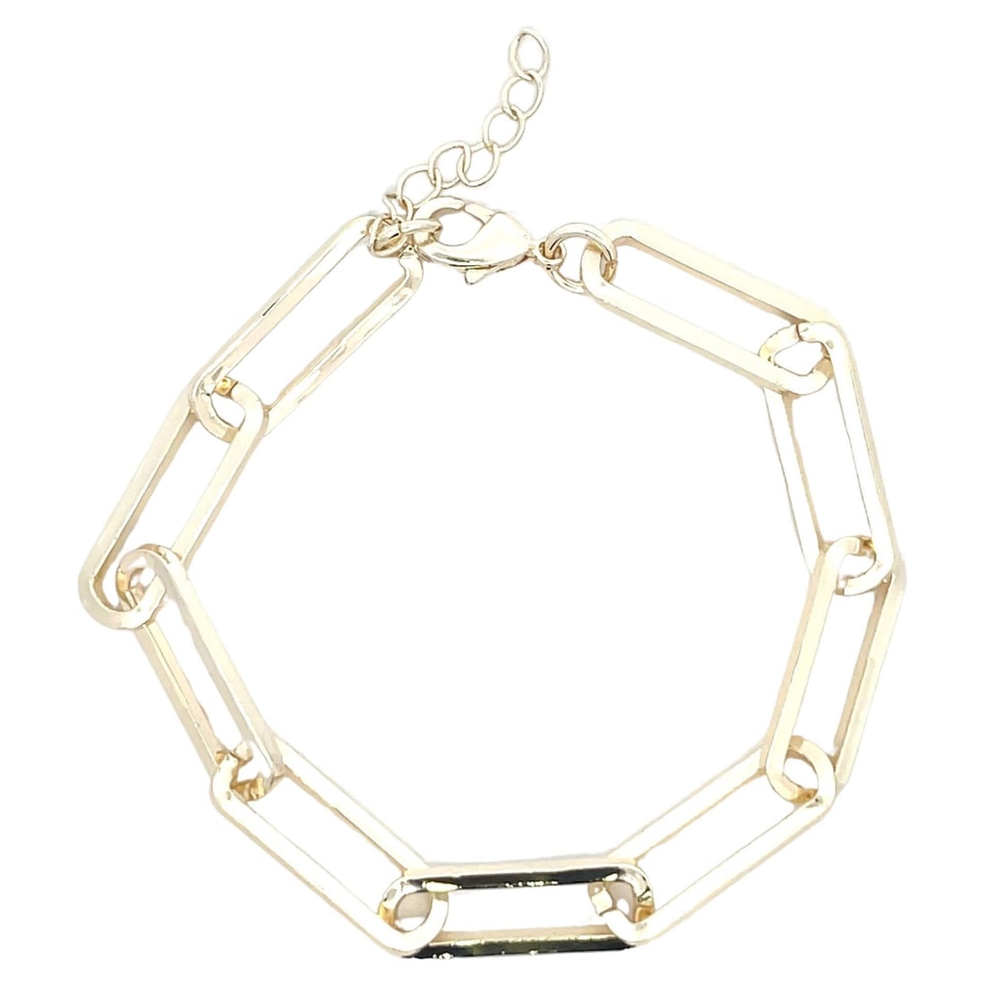 Harbor Diamonds Gold Plated Brass Paper Clip Chain Bracelet 7 Inches: Harbor Diamonds Gold Plated Brass Paper Clip Chain Bracelet 7 Inches This exquisite gold plated brass paper clip chain bracelet is a contemporary piece crafted in 2023. It features nine elegantly link