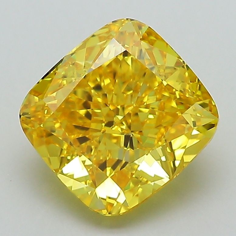Loose Diamond - CUSHION MODIFIED 2.78ct Fancy Vivid Yellow VVS2: Loose Diamond - CUSHION MODIFIED 2.78ct Fancy Vivid Yellow VVS2 Source: This is a real non-mined Diamond that has been grown in a lab Shape: CUSHION MODIFIED Carats: 2.78 Color: Fancy Vivid Yellow Cer
