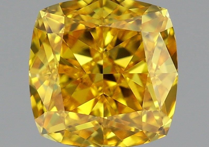 Loose Diamond - CUSHION MODIFIED 1.16ct Fancy Vivid Yellow VVS2: Loose Diamond - CUSHION MODIFIED 1.16ct Fancy Vivid Yellow VVS2 Source: This is a real non-mined Diamond that has been grown in a lab Shape: CUSHION MODIFIED Carats: 1.16 Color: Fancy Vivid Yellow Cer