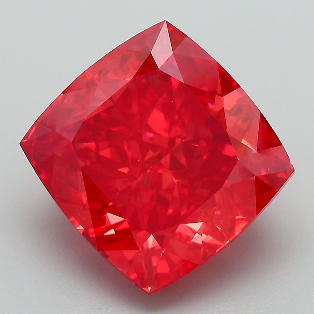 Loose Diamond - CUSHION MODIFIED 7.58ct Fancy Vivid Red VS1: Loose Diamond - CUSHION MODIFIED 7.58ct Fancy Vivid Red VS1 Source: This is a real non-mined Diamond that has been grown in a lab Shape: CUSHION MODIFIED Carats: 7.58 Color: Fancy Vivid Red Certificat