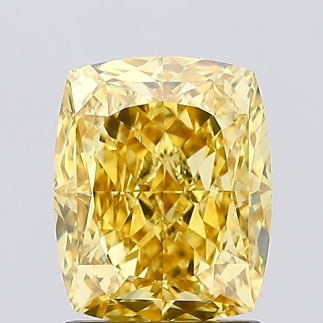 Loose Diamond - CUSHION MODIFIED 1.68ct Fancy Vivid Yellow VS1: Loose Diamond - CUSHION MODIFIED 1.68ct Fancy Vivid Yellow VS1 Source: This is a real non-mined Diamond that has been grown in a lab Shape: CUSHION MODIFIED Carats: 1.68 Color: Fancy Vivid Yellow Cert