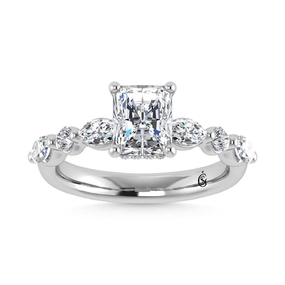 14K White Gold Lab Grown Diamond 2 5/8 Ct.Tw. Marquise and Round Shape Halo Engagement Ring ((IGI: 14K White Gold Lab Grown Diamond 2 5/8 Ct.Tw. Marquise and Round Shape Halo Engagement Ring ((IGI Certified Center 2ct) 14K White Gold Lab Grown Diamond 2 5/8 Ct.Tw. IGI Certified Marquise and Round S