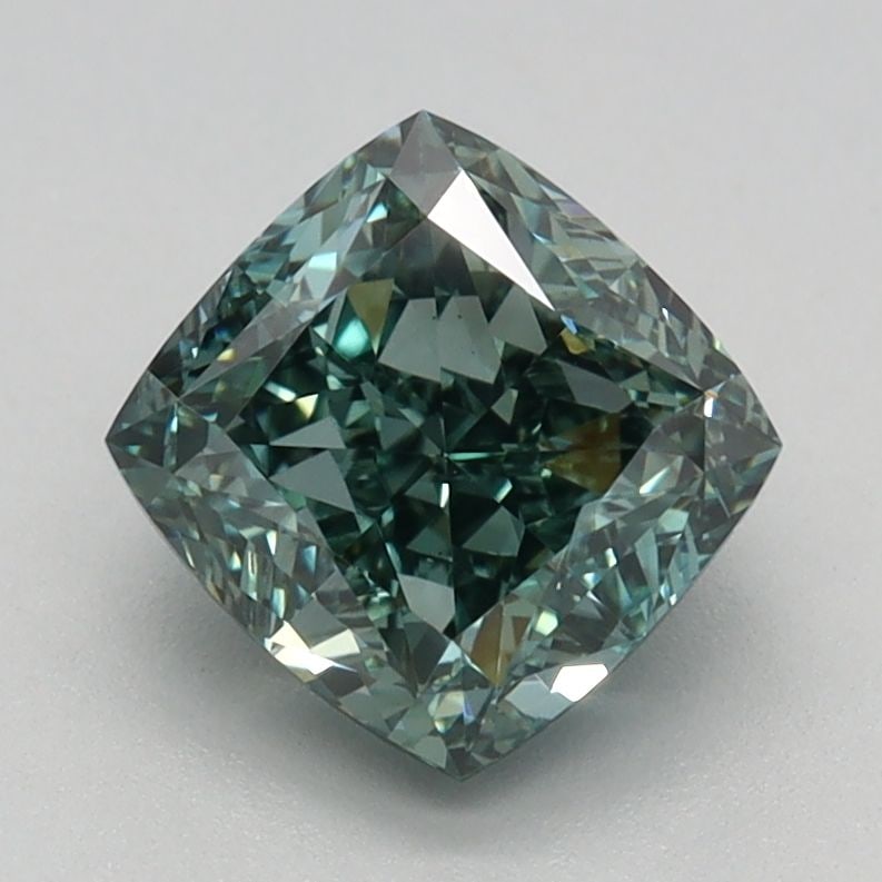 Loose Diamond - CUSHION MODIFIED 1.38ct Fancy Vivid Green VS1: Loose Diamond - CUSHION MODIFIED 1.38ct Fancy Vivid Green VS1 Source: This is a real non-mined Diamond that has been grown in a lab Shape: CUSHION MODIFIED Carats: 1.38 Color: Fancy Vivid Green Certif