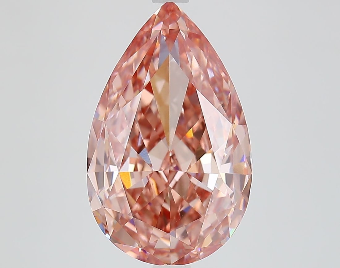 Loose Diamond - PEAR 5.85ct Fancy Vivid Brownish Pink VS1: Loose Diamond - PEAR 5.85ct Fancy Vivid Brownish Pink VS1 Source: This is a real non-mined Diamond that has been grown in a lab Shape: PEAR Carats: 5.85 Color: Fancy Vivid Brownish Pink Certification: