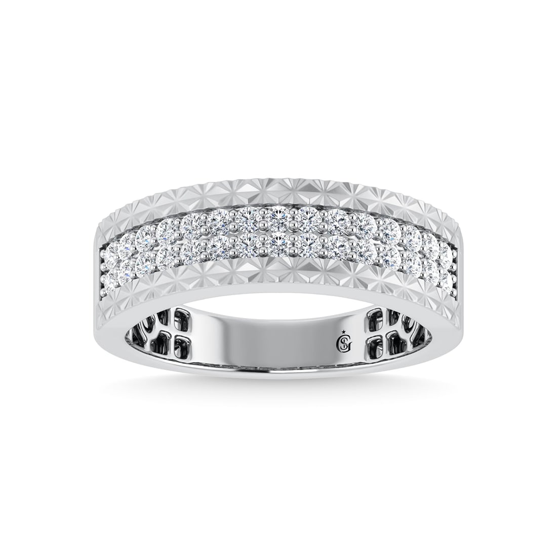 14K White Gold Diamond 1/2 Ct.Tw. Mens Band: 14K White Gold Diamond 1/2 Ct.Tw. Mens Band 14k White Gold Stone Color: G-h Stone Clarity: I1-i2 This item may take 2-5 weeks for shipping. The Diamond Depot Guarantee: All items in this auction are g