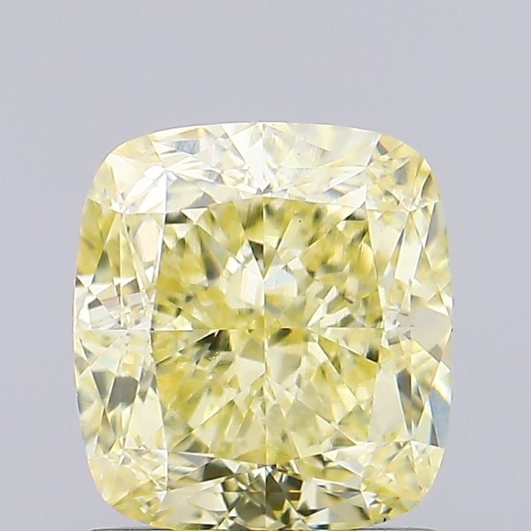 Loose Diamond - CUSHION MODIFIED 1.29ct Fancy Yellow VS1: Loose Diamond - CUSHION MODIFIED 1.29ct Fancy Yellow VS1 Source: This is a real non-mined Diamond that has been grown in a lab Shape: CUSHION MODIFIED Carats: 1.29 Color: Fancy Yellow Certification: I