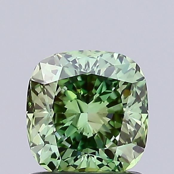 Loose Diamond - CUSHION MODIFIED 0.99ct Fancy Vivid Green VVS2: Loose Diamond - CUSHION MODIFIED 0.99ct Fancy Vivid Green VVS2 Source: This is a real non-mined Diamond that has been grown in a lab Shape: CUSHION MODIFIED Carats: 0.99 Color: Fancy Vivid Green Certi