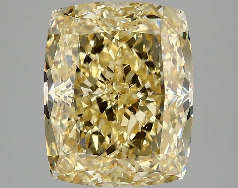 Loose Diamond - CUSHION MODIFIED 3.08ct Fancy Vivid Yellow VS1: Loose Diamond - CUSHION MODIFIED 3.08ct Fancy Vivid Yellow VS1 Source: This is a real non-mined Diamond that has been grown in a lab Shape: CUSHION MODIFIED Carats: 3.08 Color: Fancy Vivid Yellow Cert