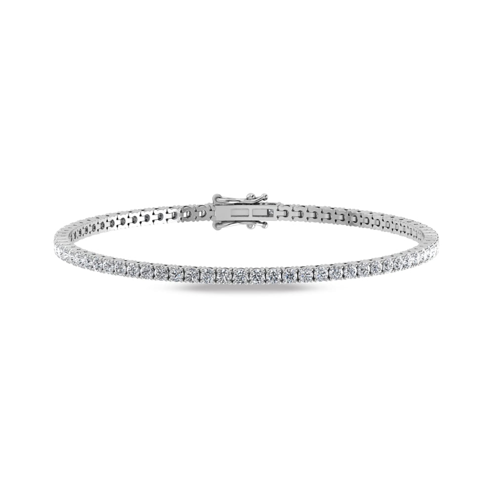14K White Gold Lab Grown Diamond 10 1/4 Ct.Tw. Tennis Bracelet (7 Inches): 14K White Gold Lab Grown Diamond 10 1/4 Ct.Tw. Tennis Bracelet (7 Inches) Crafted in polished 14K White Gold, this 7-inch tennis bracelet features lab grown diamonds totaling 10 1/4 Ct.Tw., delivering