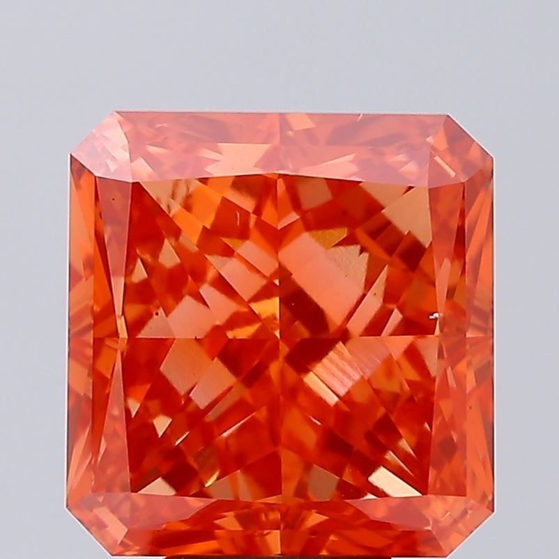 Loose Diamond - SQUARE RADIANT 7.04ct Fancy Vivid Pinkish Orange VS2: Loose Diamond - SQUARE RADIANT 7.04ct Fancy Vivid Pinkish Orange VS2 Source: This is a real non-mined Diamond that has been grown in a lab Shape: SQUARE RADIANT Carats: 7.04 Color: Fancy Vivid Pinkish