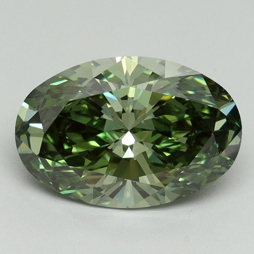 Loose Diamond - OVAL 2.15ct Fancy Vivid Green VS1: Loose Diamond - OVAL 2.15ct Fancy Vivid Green VS1 Source: This is a real non-mined Diamond that has been grown in a lab Shape: OVAL Carats: 2.15 Color: Fancy Vivid Green Certification: IGI Video: