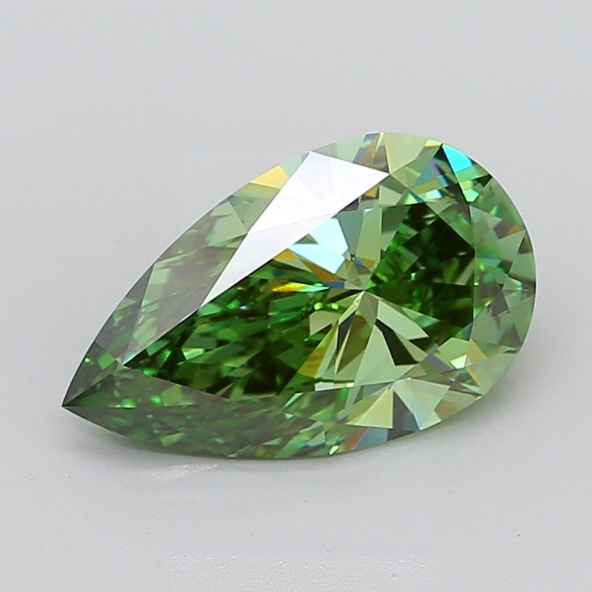 Loose Diamond - PEAR 5.03ct Fancy Vivid Green VVS2: Loose Diamond - PEAR 5.03ct Fancy Vivid Green VVS2 Source: This is a real non-mined Diamond that has been grown in a lab Shape: PEAR Carats: 5.03 Color: Fancy Vivid Green Certification: IGI The Diamon