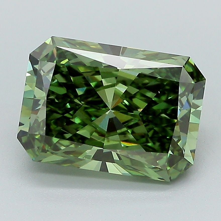 Loose Diamond - RADIANT 3.02ct Fancy Vivid Green VS1: Loose Diamond - RADIANT 3.02ct Fancy Vivid Green VS1 Source: This is a real non-mined Diamond that has been grown in a lab Shape: RADIANT Carats: 3.02 Color: Fancy Vivid Green Certification: IGI Video