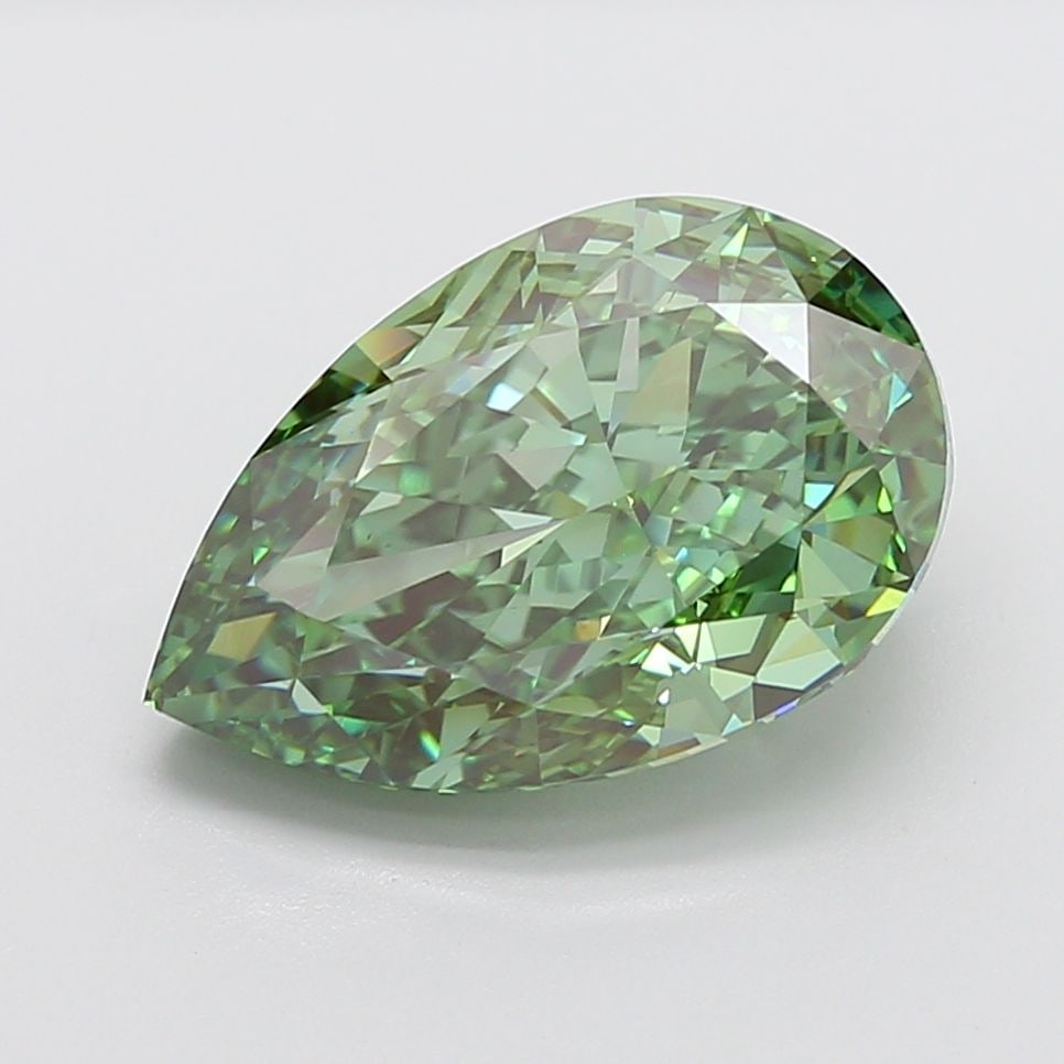 Loose Diamond - PEAR 10.15ct Fancy Vivid Green VS2: Loose Diamond - PEAR 10.15ct Fancy Vivid Green VS2 Source: This is a real non-mined Diamond that has been grown in a lab Shape: PEAR Carats: 10.15 Color: Fancy Vivid Green Certification: IGI Video: