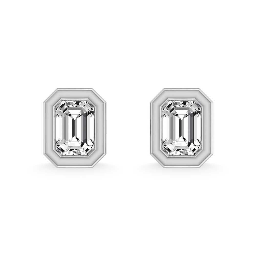 14K White Gold Diamond 1/5 Ct. Tw. Emerald Stud Earrings: 14K White Gold Diamond 1/5 Ct. Tw. Emerald Stud Earrings 14k White Gold Stone Color: G-h Stone Clarity: Si3 This item may take 2-5 weeks for shipping. The Diamond Depot Guarantee: All items in this au