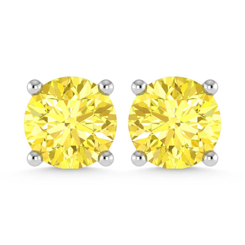 14K White Gold Lab Grown Yellow Diamond 1 Ct.Tw. Stud Earrings: 14K White Gold Lab Grown Yellow Diamond 1 Ct.Tw. Stud Earrings Crafted in classic 14K white gold, these studs highlight 1 Ct.Tw. of yellow lab grown diamonds. 14k White Gold Stone Color: D-f Stone Cla