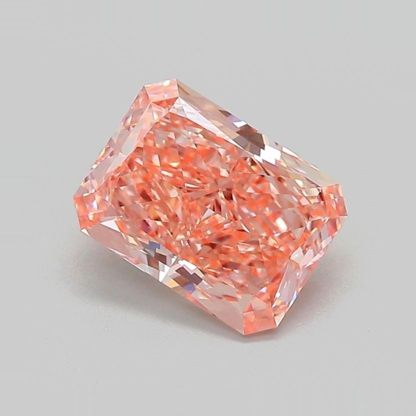 Loose Diamond - RADIANT 1.74ct Fancy Vivid Orangey Pink VVS2: Loose Diamond - RADIANT 1.74ct Fancy Vivid Orangey Pink VVS2 Source: This is a real non-mined Diamond that has been grown in a lab Shape: RADIANT Carats: 1.74 Color: Fancy Vivid Orangey Pink Certifica