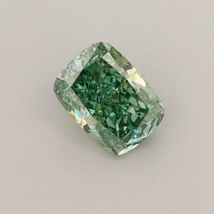 Loose Diamond - CUSHION MODIFIED 0.39ct Fancy Vivid Green VS2: Loose Diamond - CUSHION MODIFIED 0.39ct Fancy Vivid Green VS2 Source: This is a real non-mined Diamond that has been grown in a lab Shape: CUSHION MODIFIED Carats: 0.39 Color: Fancy Vivid Green Certif