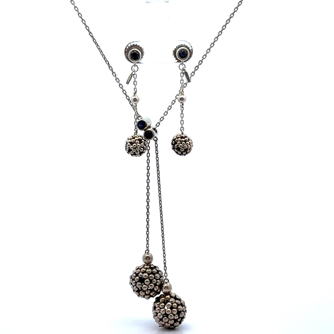 Links of London Effervescence Silver Iolite Bubble Necklace and Earring Set: Links of London Effervescence Silver Iolite Bubble Necklace and Earring Set Elevate your style with the Links of London Effervescence Silver Iolite Bubble Lariat Necklace and Earring Set. This exquisi