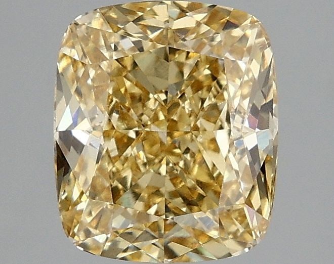 Loose Diamond - CUSHION MODIFIED 2.08ct Fancy Vivid Yellow VS1: Loose Diamond - CUSHION MODIFIED 2.08ct Fancy Vivid Yellow VS1 Source: This is a real non-mined Diamond that has been grown in a lab Shape: CUSHION MODIFIED Carats: 2.08 Color: Fancy Vivid Yellow Cert