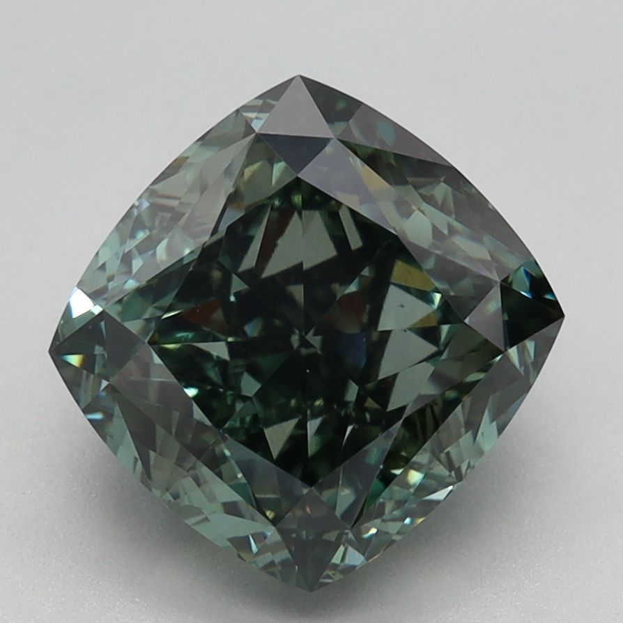 Loose Diamond - CUSHION MODIFIED 3.14ct Fancy Deep Green VVS2: Loose Diamond - CUSHION MODIFIED 3.14ct Fancy Deep Green VVS2 Source: This is a real non-mined Diamond that has been grown in a lab Shape: CUSHION MODIFIED Carats: 3.14 Color: Fancy Deep Green Certifi