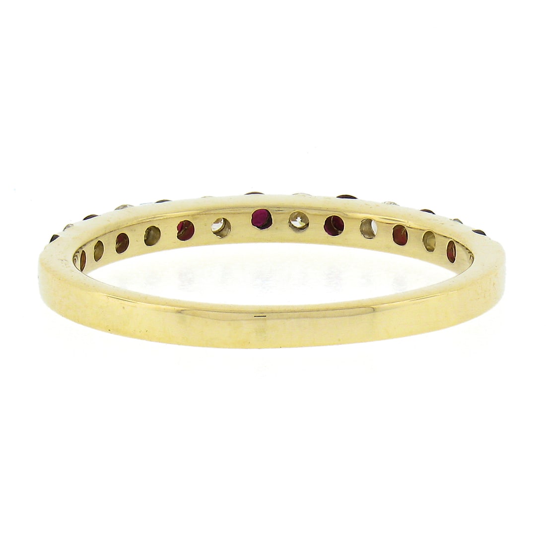 14K Yellow Gold Ruby Diamond Stackable Band Ring 0.53ct - 6