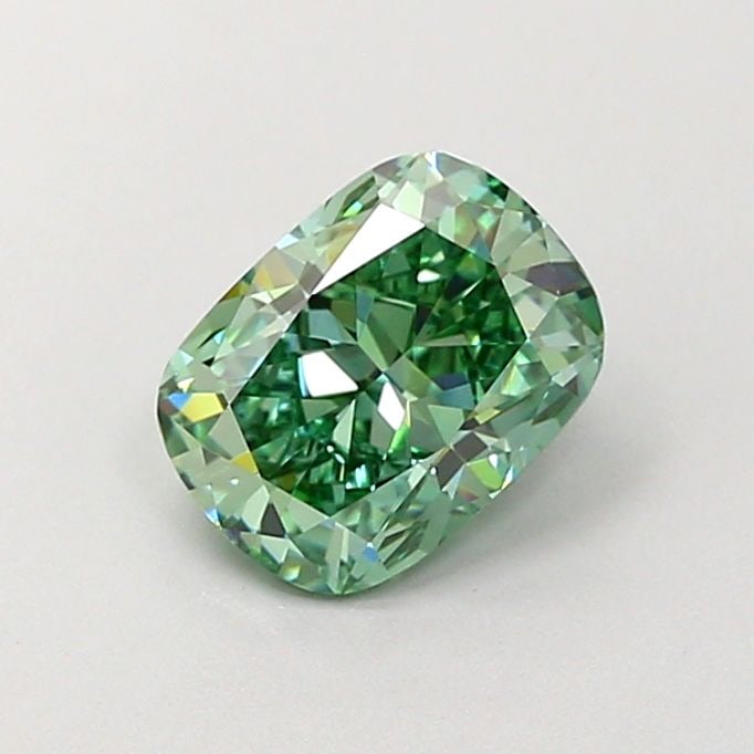 Loose Diamond - CUSHION MODIFIED 1.3ct Fancy Vivid Green VS1: Loose Diamond - CUSHION MODIFIED 1.3ct Fancy Vivid Green VS1 Source: This is a real non-mined Diamond that has been grown in a lab Shape: CUSHION MODIFIED Carats: 1.3 Color: Fancy Vivid Green Certific