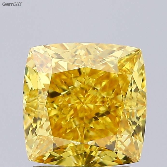 Loose Diamond - CUSHION MODIFIED 2.03ct Fancy Vivid Yellow VS2: Loose Diamond - CUSHION MODIFIED 2.03ct Fancy Vivid Yellow VS2 Source: This is a real non-mined Diamond that has been grown in a lab Shape: CUSHION MODIFIED Carats: 2.03 Color: Fancy Vivid Yellow Cert