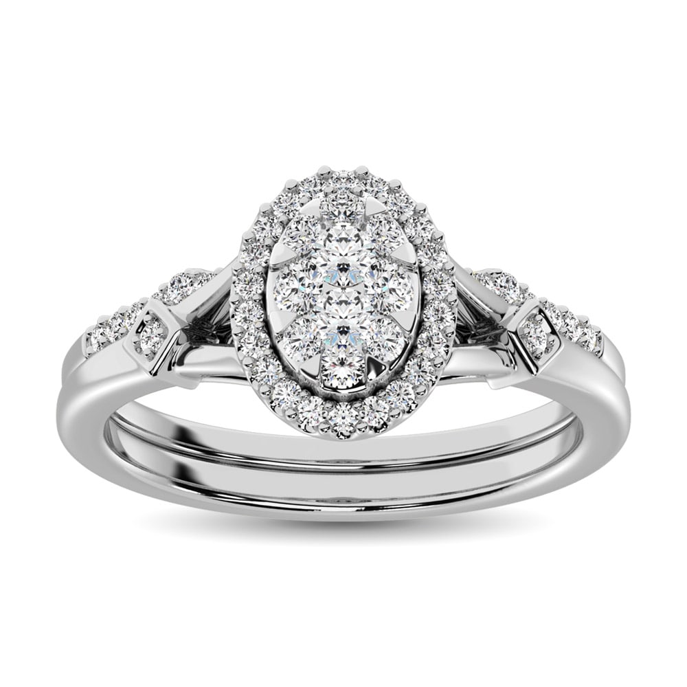 14K White Gold 1/2 Ct.tw Diamond Bridal Ring: 14K White Gold 1/2 Ct.tw Diamond Bridal Ring This eye-catching bridal ring is available in 14k White Gold. There is 54 round diamond with a total carat weight of 0.50Ct.Tw. set in a Invisible / Shared