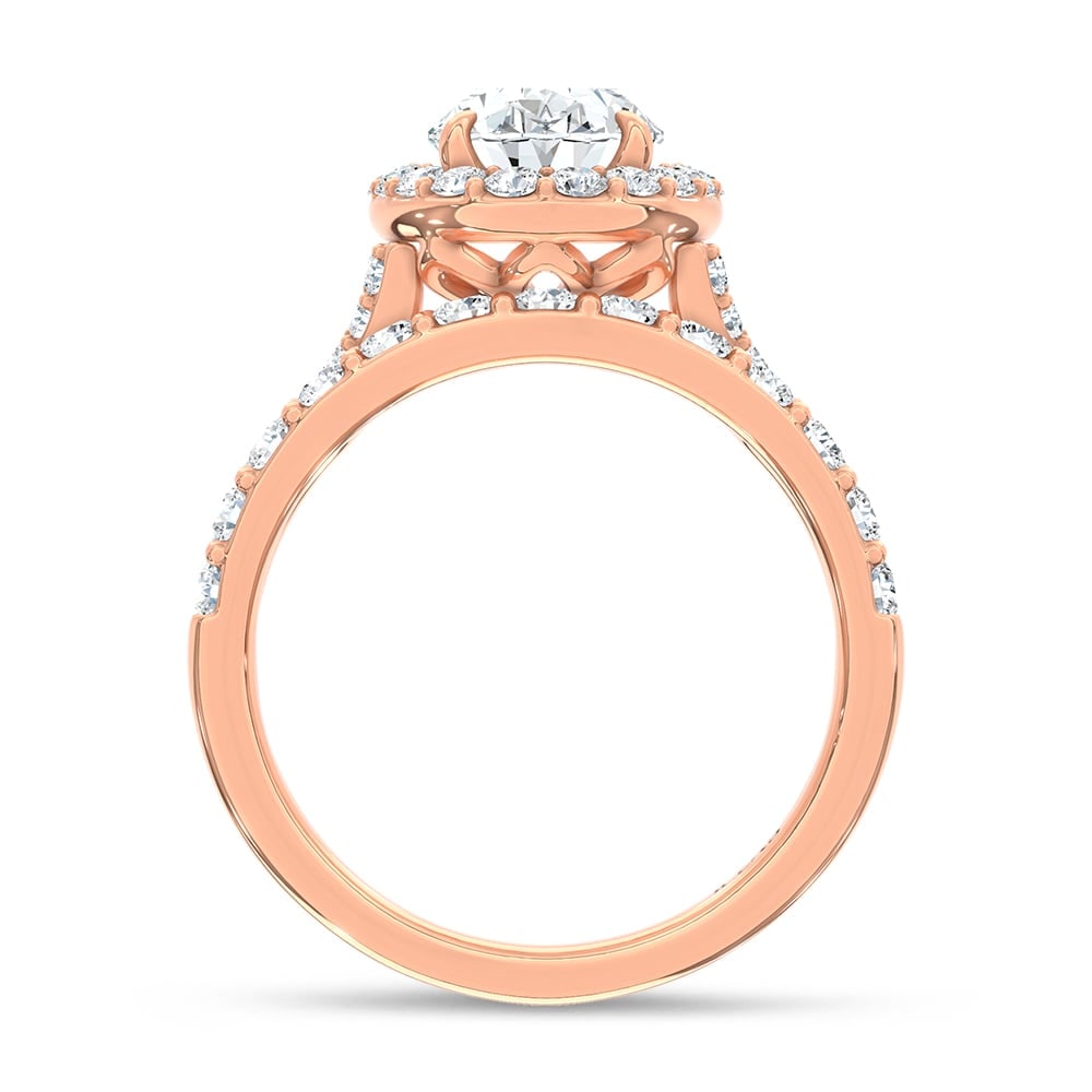 14K Rose Gold 3 Ct.Tw. Lab Grown Diamond Oval Shape Bridal Ring (IGI Certified Center 2ct Oval) - 4