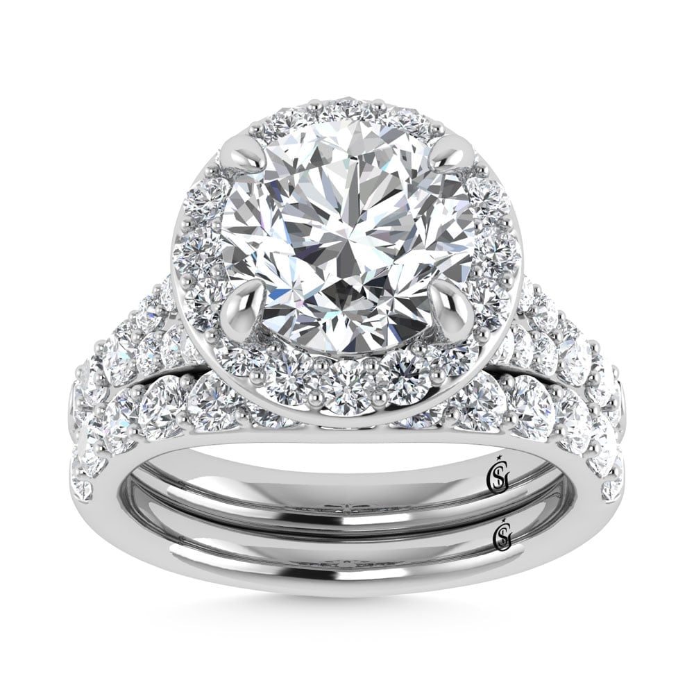 14K White Gold 4 7/8 Ct.Tw. Lab Grown Diamond Bridal Ring (IGI Certified Center 3ct): 14K White Gold 4 7/8 Ct.Tw. Lab Grown Diamond Bridal Ring (IGI Certified Center 3ct) 14k White Gold Stone Color: D-f Stone Clarity: Vs This item may take 2-5 weeks for shipping. The Diamond Depot Guar