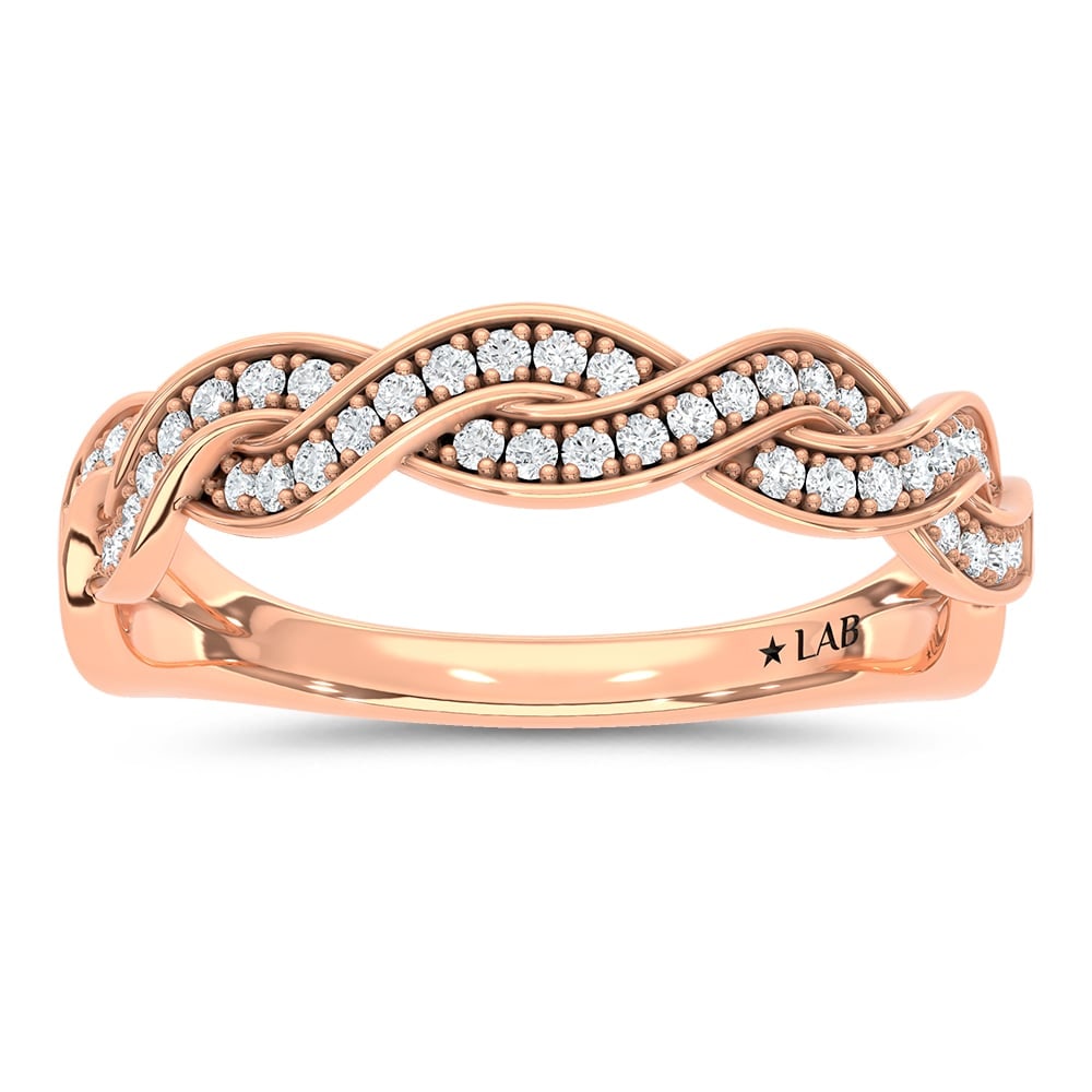 14K Rose Gold 1/5 Ct.Tw. Lab Grown Diamond Fashion Band: 14K Rose Gold 1/5 Ct.Tw. Lab Grown Diamond Fashion Band Add subtle sparkle to your everyday style with this 14K Rose gold fashion band, featuring 1/5 carat total weight of brilliant lab-grown diamonds