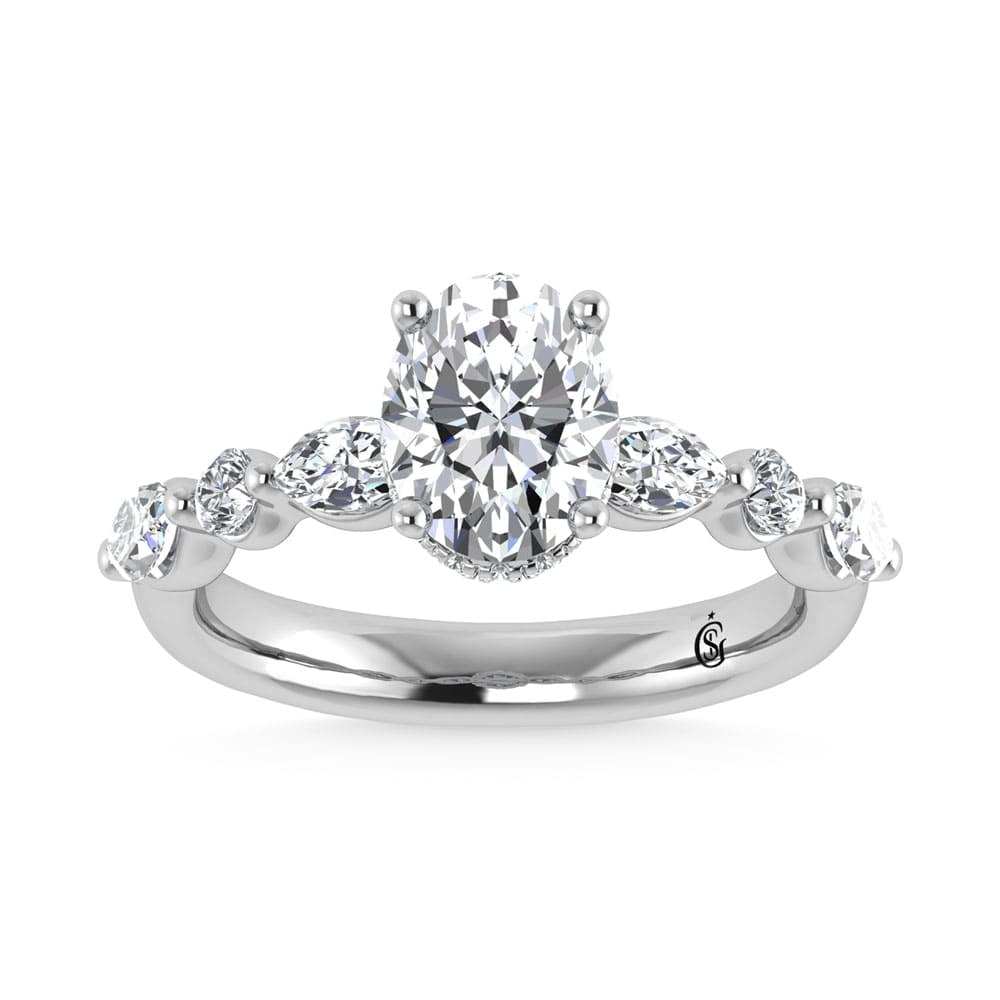 14K White Gold Lab Grown Diamond 2 5/8 Ct.Tw. Marquise and Round Shape Halo Engagement Ring (IGI: 14K White Gold Lab Grown Diamond 2 5/8 Ct.Tw. Marquise and Round Shape Halo Engagement Ring (IGI Certified Center 2ct) 14K White Gold Lab Grown Diamond 2 5/8 Ct.Tw. IGI Certified Marquise and Round Sh