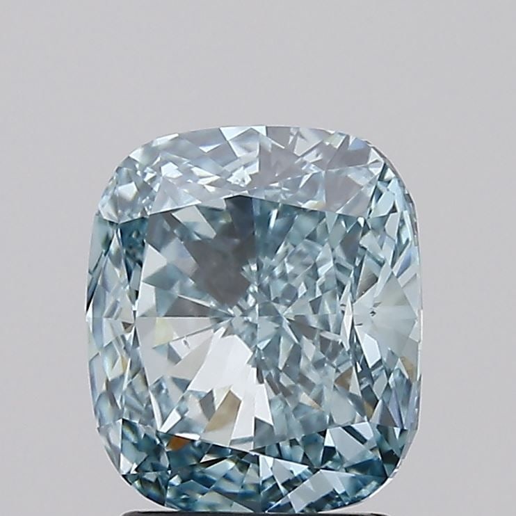 Loose Diamond - CUSHION MODIFIED 2.51ct Fancy Intense Greenish Blue VS2: Loose Diamond - CUSHION MODIFIED 2.51ct Fancy Intense Greenish Blue VS2 Source: This is a real non-mined Diamond that has been grown in a lab Shape: CUSHION MODIFIED Carats: 2.51 Color: Fancy Intense