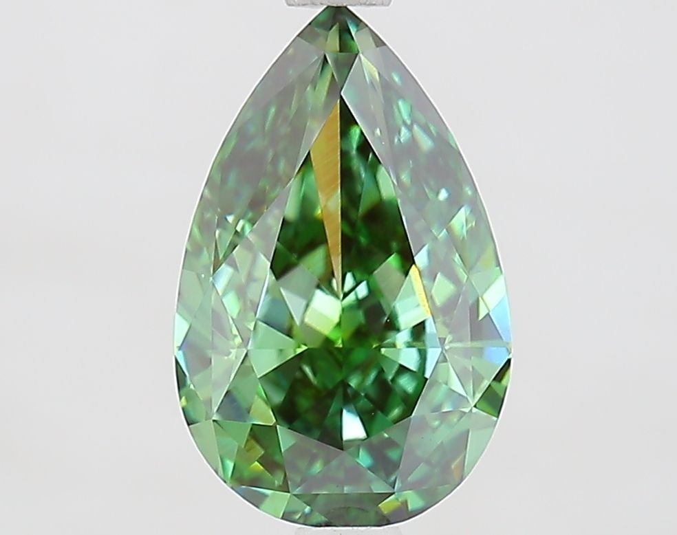 Loose Diamond - PEAR 2.52ct Fancy Vivid Green VVS2: Loose Diamond - PEAR 2.52ct Fancy Vivid Green VVS2 Source: This is a real non-mined Diamond that has been grown in a lab Shape: PEAR Carats: 2.52 Color: Fancy Vivid Green Certification: IGI Video: