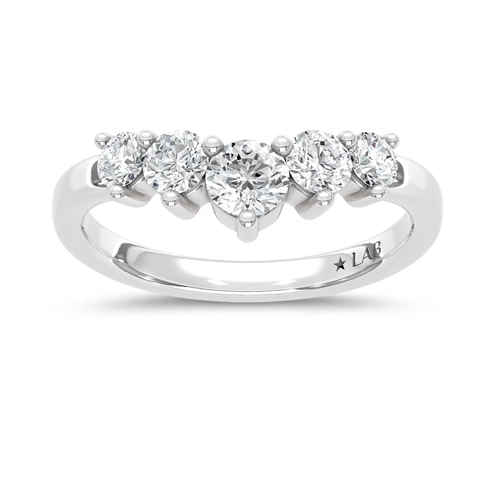 14K White Gold Lab Grown Diamond 3/4 Ct.Tw. Chevron Band: 14K White Gold Lab Grown Diamond 3/4 Ct.Tw. Chevron Band Add a modern twist to your jewelry collection with this 14K white gold chevron band, featuring 3/4 carat total weight of lab-grown diamonds. It