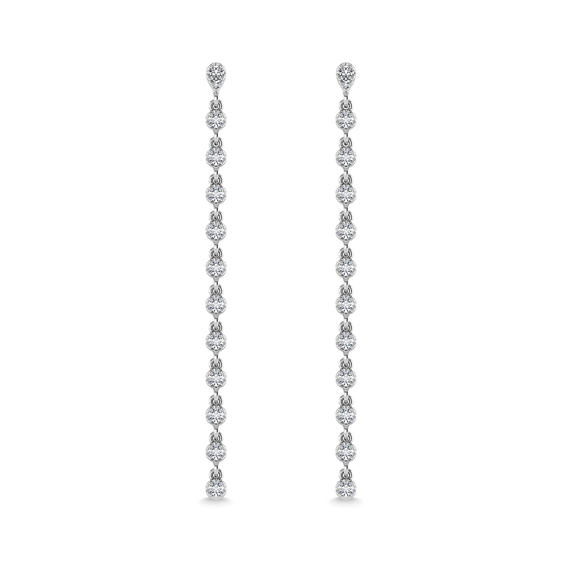 14K White Gold Diamond 3/4 Ct.Tw. Dangle Earrings: 14K White Gold Diamond 3/4 Ct.Tw. Dangle Earrings 14k White Gold Stone Color: G-h Stone Clarity: I1-i2 This item may take 2-5 weeks for shipping. The Diamond Depot Guarantee: All items in this auction