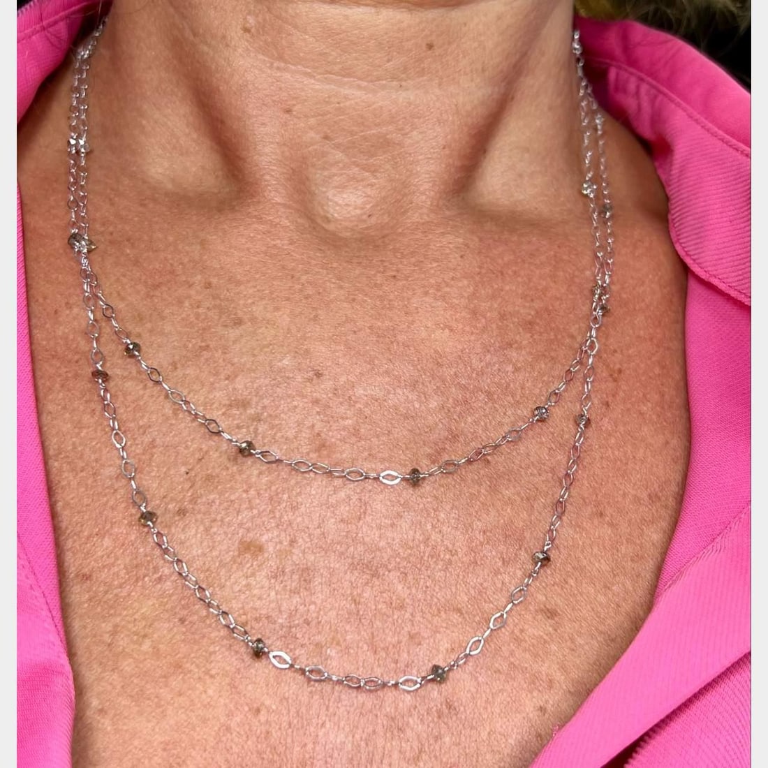 Elegant 10K Yellow Gold 6.12 Ct Brolette Diamond Necklace 38 Inches (1 of 3)