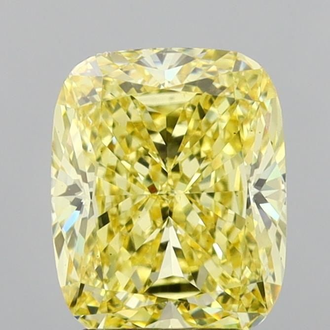 Loose Diamond - CUSHION MODIFIED 2.88ct Fancy Intense Yellow VS1: Loose Diamond - CUSHION MODIFIED 2.88ct Fancy Intense Yellow VS1 Source: This is a real non-mined Diamond that has been grown in a lab Shape: CUSHION MODIFIED Carats: 2.88 Color: Fancy Intense Yellow