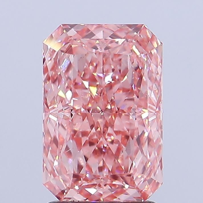 Loose Diamond - RADIANT 2.21ct Fancy Vivid Pink VS2: Loose Diamond - RADIANT 2.21ct Fancy Vivid Pink VS2 Source: This is a real non-mined Diamond that has been grown in a lab Shape: RADIANT Carats: 2.21 Color: Fancy Vivid Pink Certification: IGI Video: