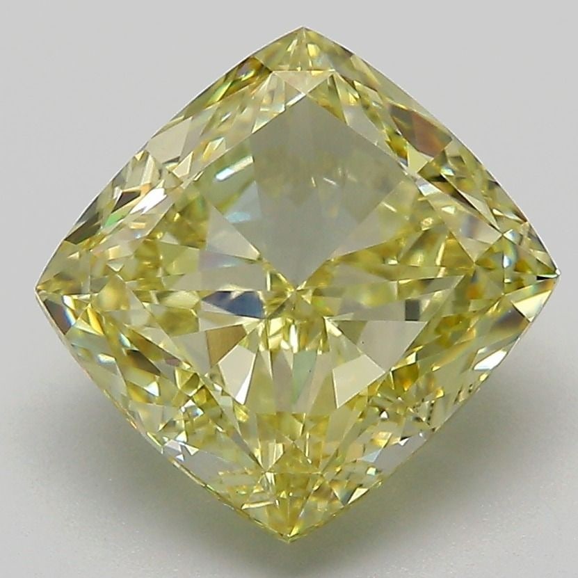 Loose Diamond - CUSHION MODIFIED 4.03ct Fancy Intense Yellow VVS2: Loose Diamond - CUSHION MODIFIED 4.03ct Fancy Intense Yellow VVS2 Source: This is a real non-mined Diamond that has been grown in a lab Shape: CUSHION MODIFIED Carats: 4.03 Color: Fancy Intense Yellow