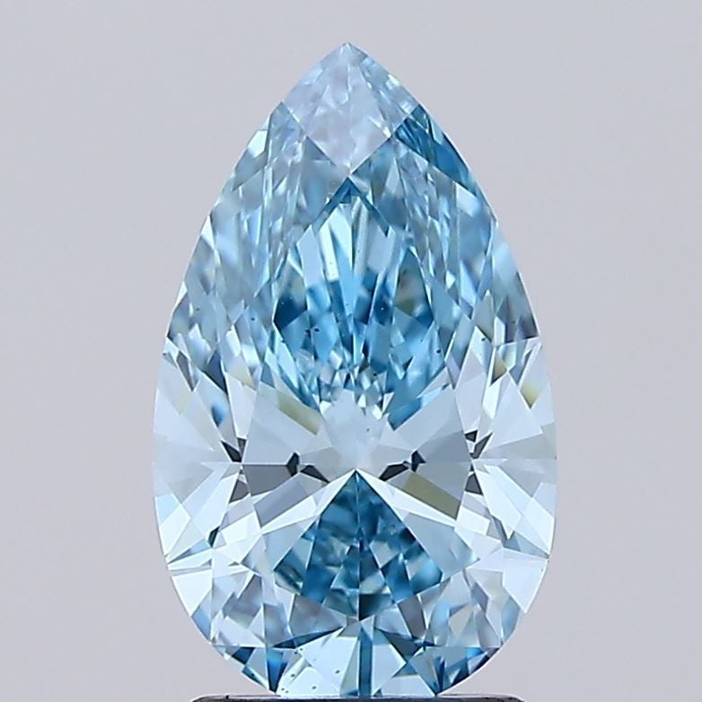 Loose Diamond - PEAR 2.08ct Fancy Vivid Blue VS1: Loose Diamond - PEAR 2.08ct Fancy Vivid Blue VS1 Source: This is a real non-mined Diamond that has been grown in a lab Shape: PEAR Carats: 2.08 Color: Fancy Vivid Blue Certification: IGI Video: